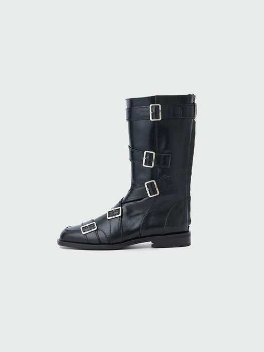 Eenk Xenda Buckle Strap Boots - Black