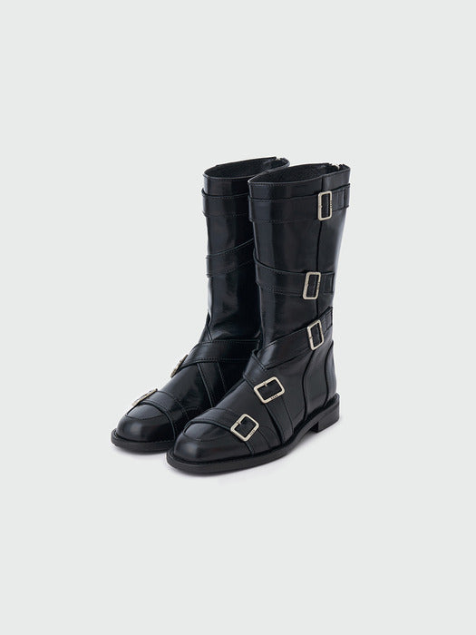 Eenk Xenda Buckle Strap Boots - Black