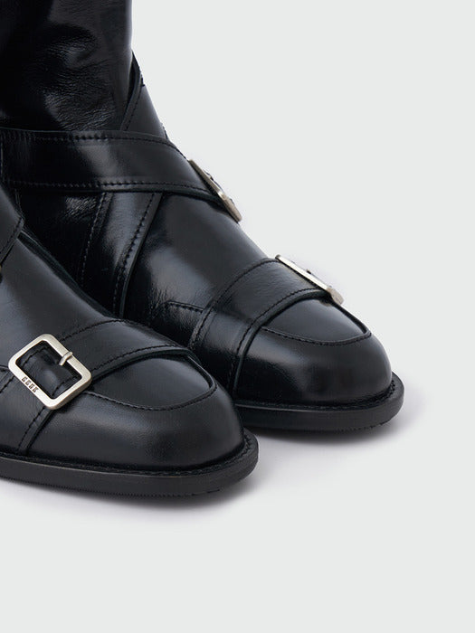 Eenk Xenda Buckle Strap Boots - Black