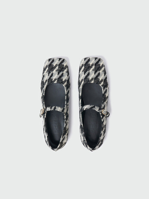 Eenk Xava Square Toe Mary-Jane - Grey/Black Multi