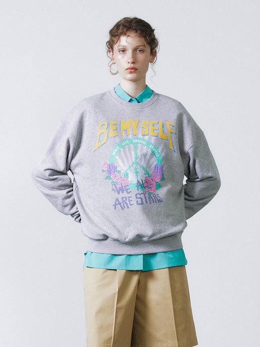 Raive Peacemark Graphic Sweatshirt in L/Grey