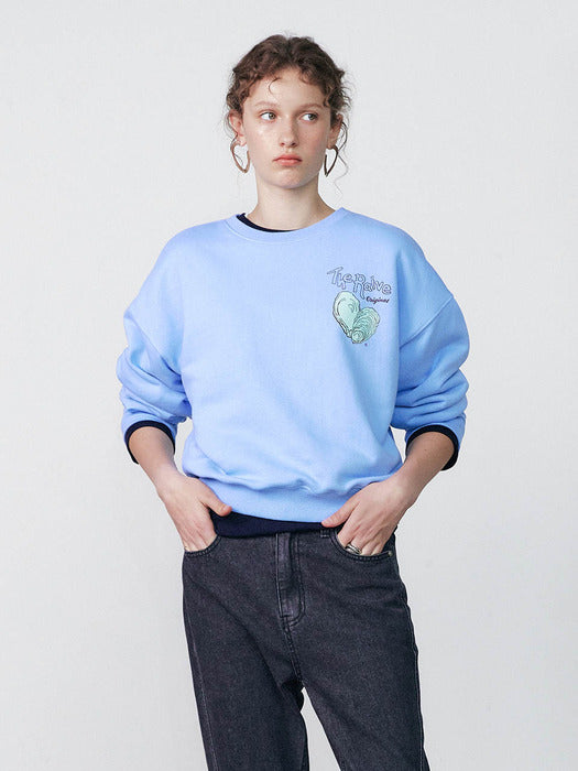 [raive] The Shell Heart Graphic Sweatshirt in Blue VW3AE108-22