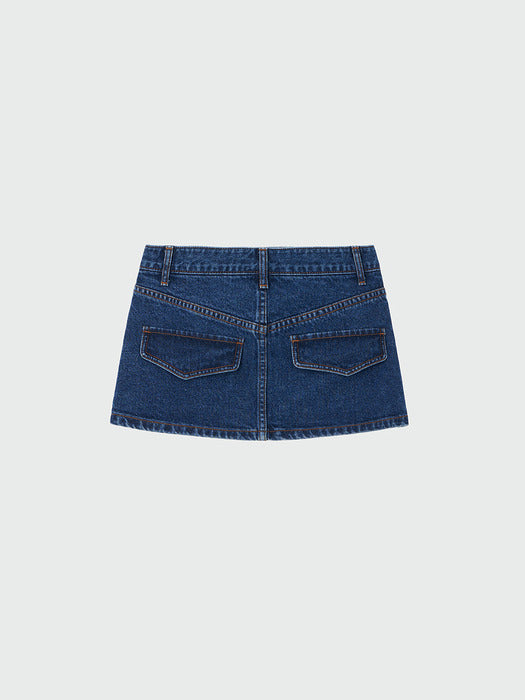 Eenk Xinan Layered Denim Skirt Belt - Blue