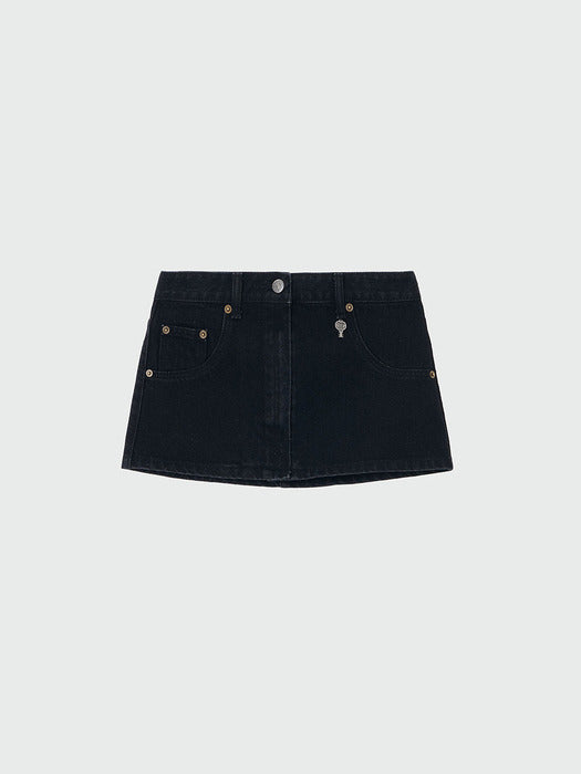 [EENK] Xinan Layered Denim Skirt Belt - Denim Black