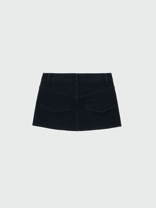 [EENK] Xinan Layered Denim Skirt Belt - Denim Black