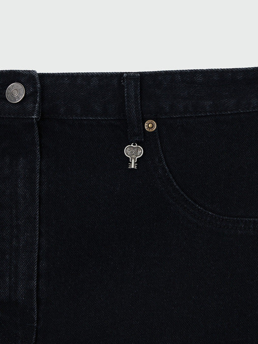 [EENK] Xinan Layered Denim Skirt Belt - Denim Black
