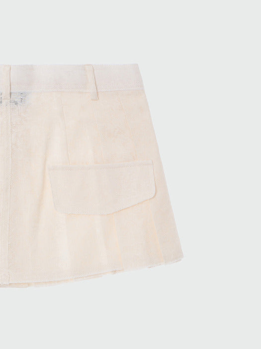 [EENK] Xies Layered Pleats Skirt Belt - Ivory