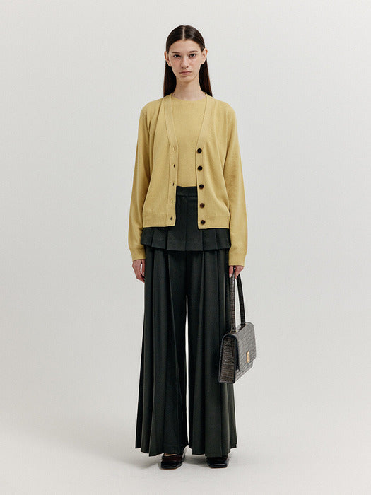[EENK] Xuety Cashmere Blend Knit Cardigan - Mustard