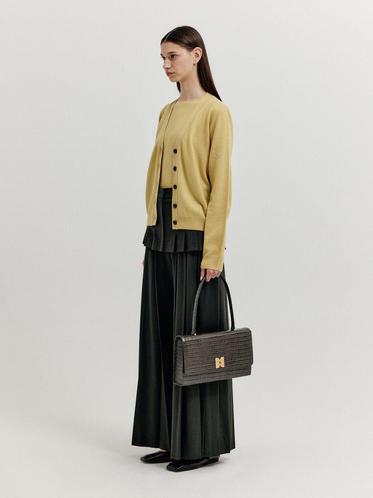 [EENK] Xuety Cashmere Blend Knit Cardigan - Mustard