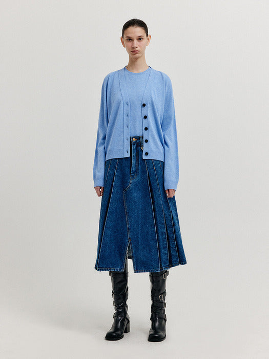 Eenk Xuety Cashmere Blend Knit Cardigan - Grey Blue