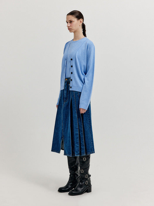 Eenk Xuety Cashmere Blend Knit Cardigan - Grey Blue