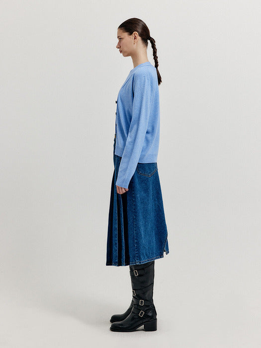 Eenk Xuety Cashmere Blend Knit Cardigan - Grey Blue