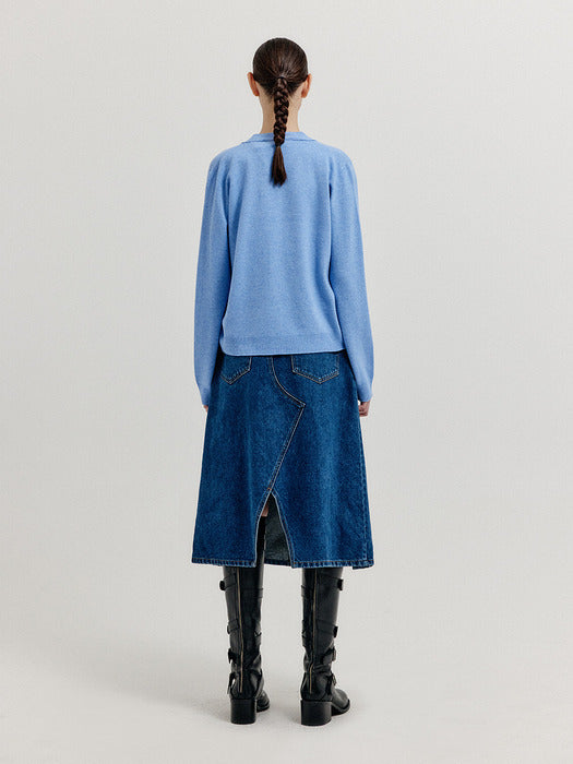 Eenk Xuety Cashmere Blend Knit Cardigan - Grey Blue