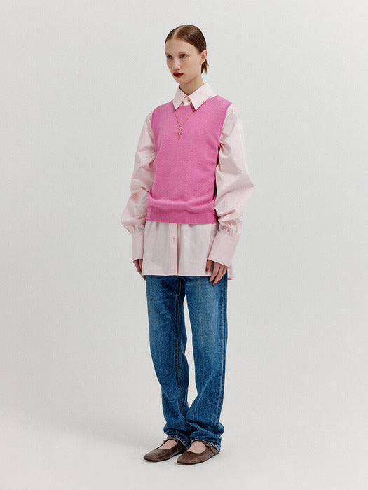 [EENK] Xuety Cashmere Blend Knit Vest - Pink