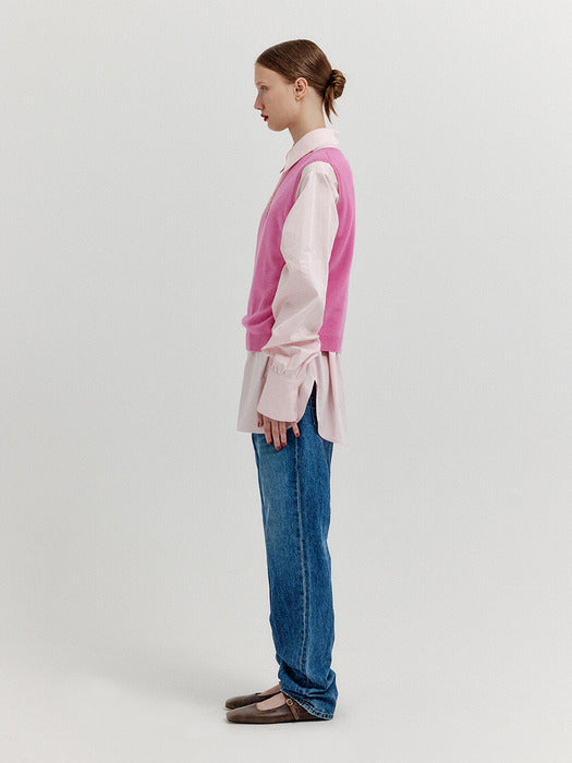 [EENK] Xuety Cashmere Blend Knit Vest - Pink