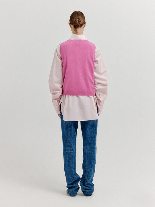 [EENK] Xuety Cashmere Blend Knit Vest - Pink