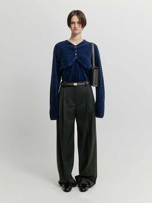 Eenk Xolo Bolero Layerd Knit Top - Navy
