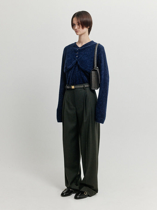 Eenk Xolo Bolero Layerd Knit Top - Navy