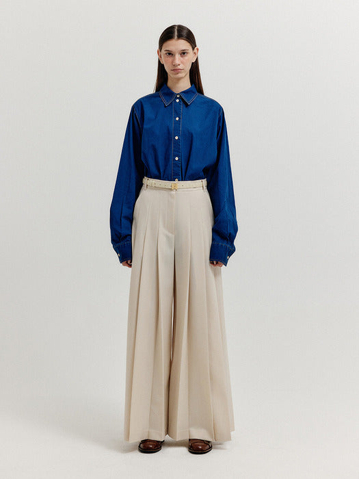Eenk Xleat Pleated Wide Pants - Ivory