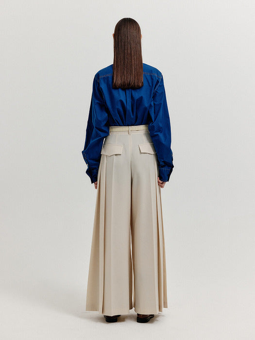 Eenk Xleat Pleated Wide Pants - Ivory