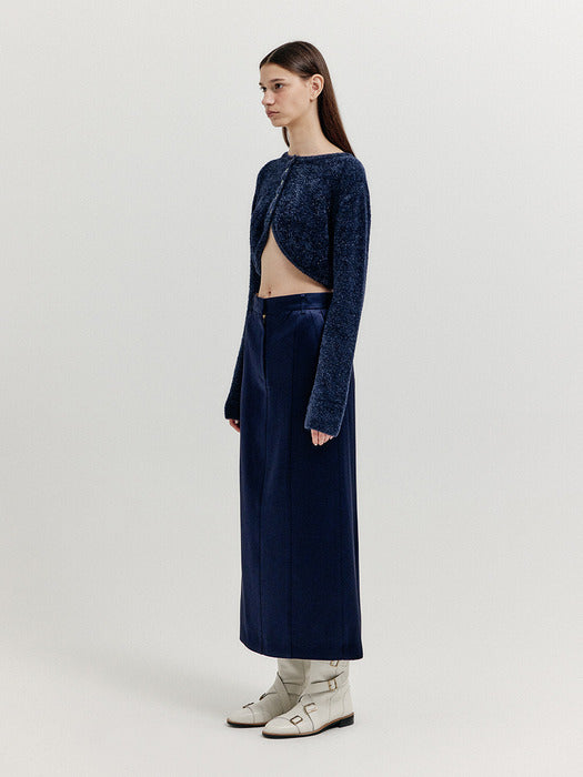 [EENK] Xexs Textured Long Skirt - Navy