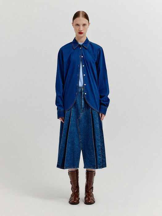 Eenk Xaya Oversized Denim Shirt - Denim Blue