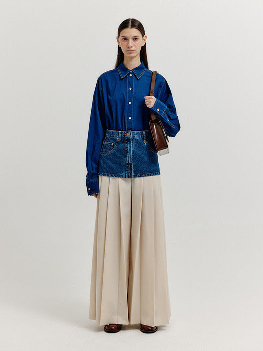 Eenk Xirt Oversized Shirt with Skirt Belt - Denim Blue