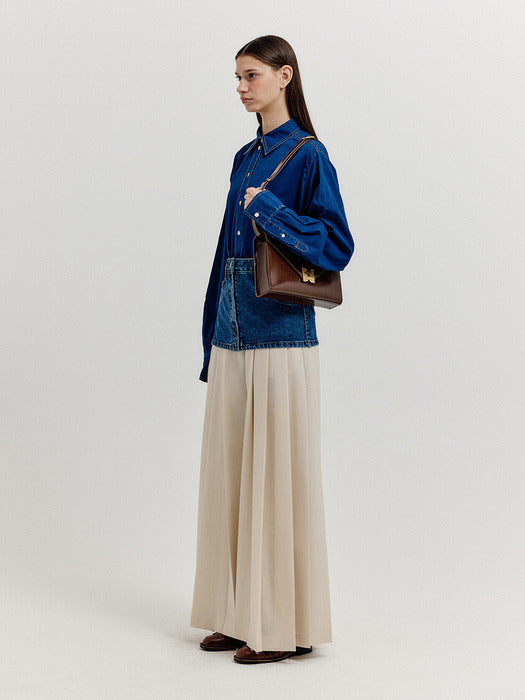 Eenk Xirt Oversized Shirt with Skirt Belt - Denim Blue