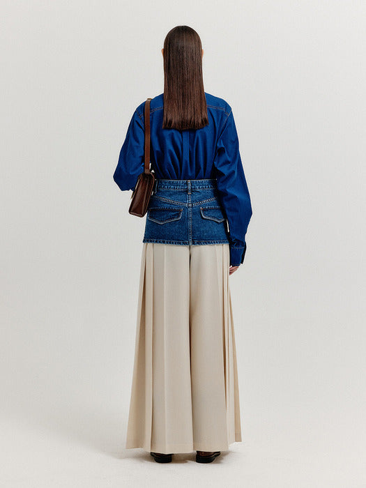 Eenk Xirt Oversized Shirt with Skirt Belt - Denim Blue