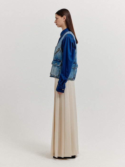 [EENK] Xeby Utility Denim Vest - Blue