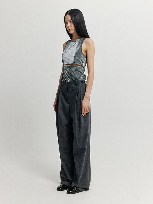 Eenk Xep Separable Sleeveless Jersey Top - Sillver