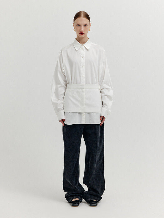 Eenk Xirt Oversized Shirt with Skirt Belt - White