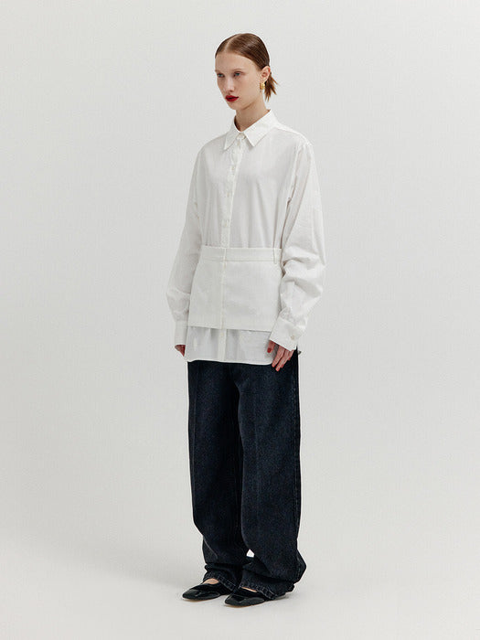 Eenk Xirt Oversized Shirt with Skirt Belt - White