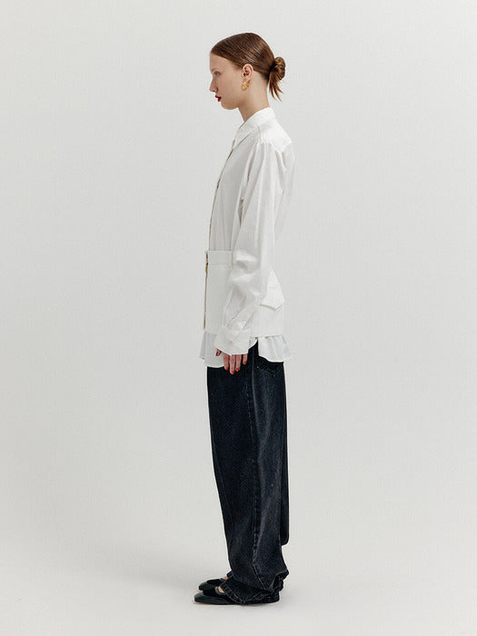 Eenk Xirt Oversized Shirt with Skirt Belt - White