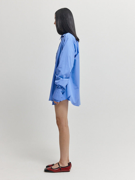 Eenk Xirt Oversized Shirt with Skirt Belt - Blue