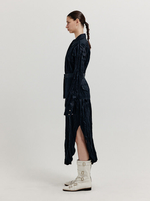 [EENK] Xyo Shirt Dress with Separable Collar and Skirt Belt - Black