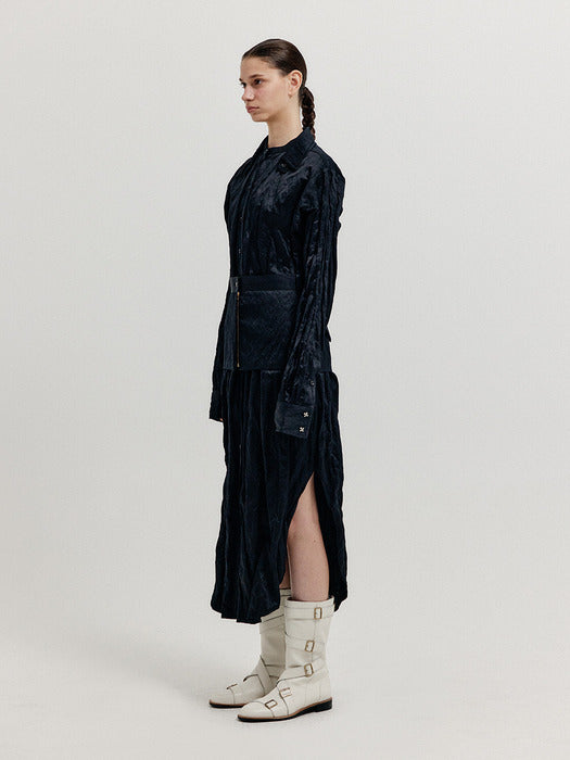 [EENK] Xyo Shirt Dress with Separable Collar and Skirt Belt - Black