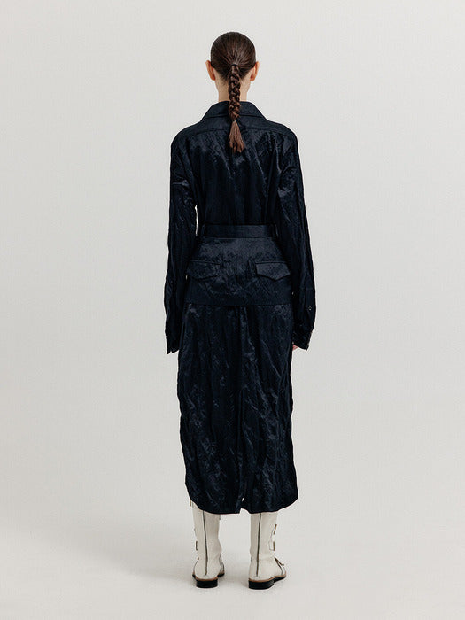 [EENK] Xyo Shirt Dress with Separable Collar and Skirt Belt - Black