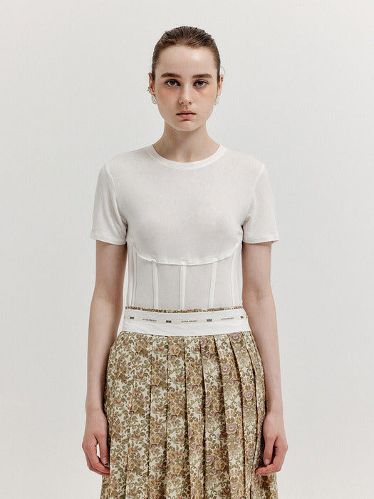 Eenk Xesley Short Sleeve Bustier T-shirt - White