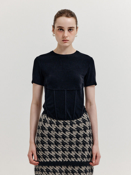 Eenk Xesley Short Sleeve Bustier T-shirt - Black