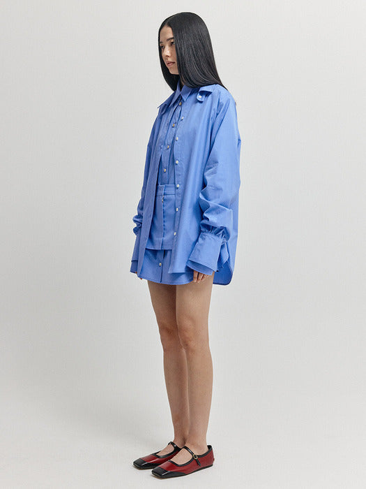 Eenk Xirt Oversized Shirt with Skirt Belt - Blue