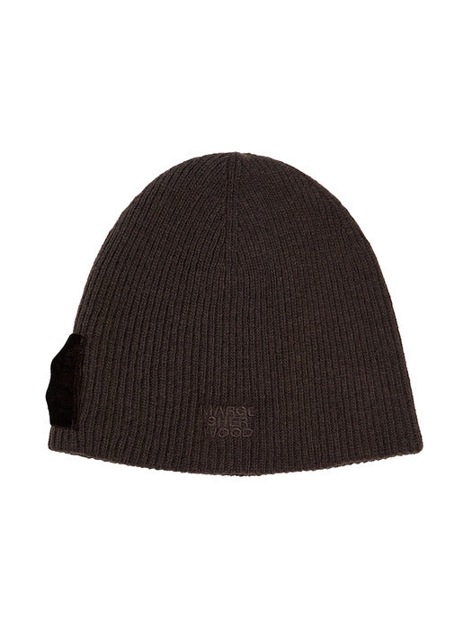 RIBBON LOGO KNIT BEANIE_brown
