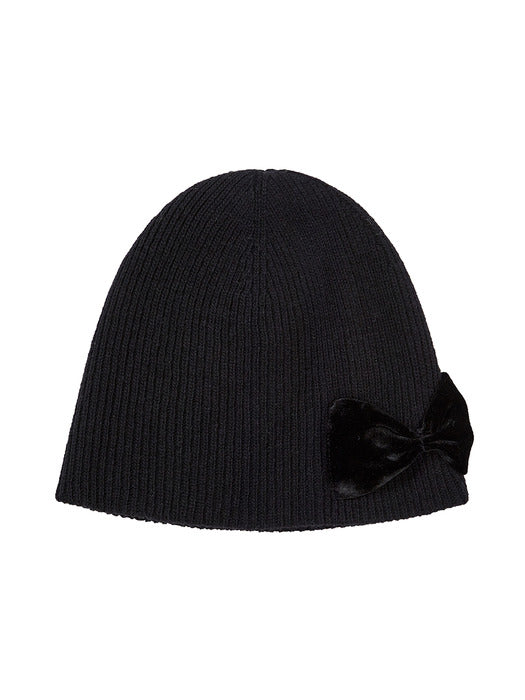 RIBBON LOGO KNIT BEANIE_black