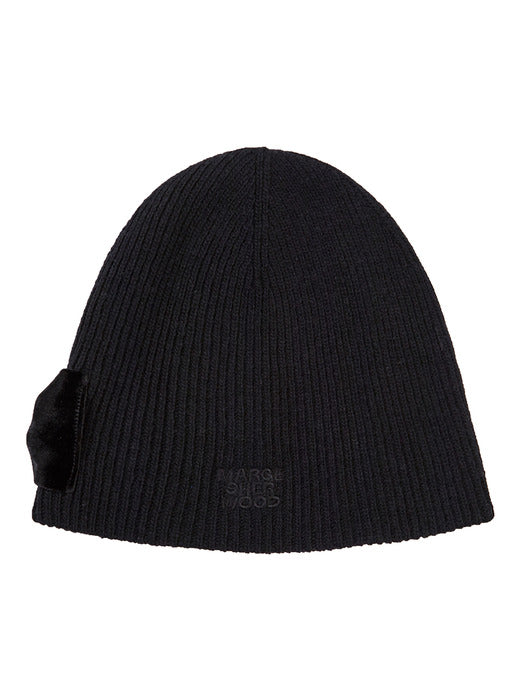 RIBBON LOGO KNIT BEANIE_black