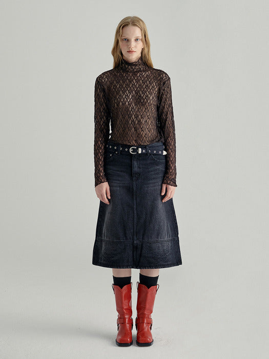SIMPLE BLACK DENIM SKIRT_black