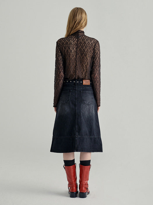 SIMPLE BLACK DENIM SKIRT_black