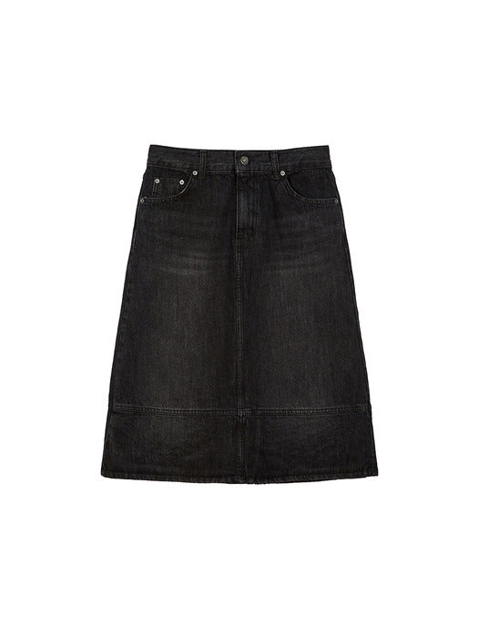 SIMPLE BLACK DENIM SKIRT_black