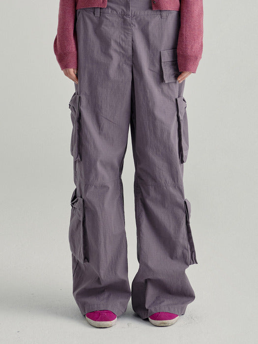 RIBBON CARGO PANTS_purple