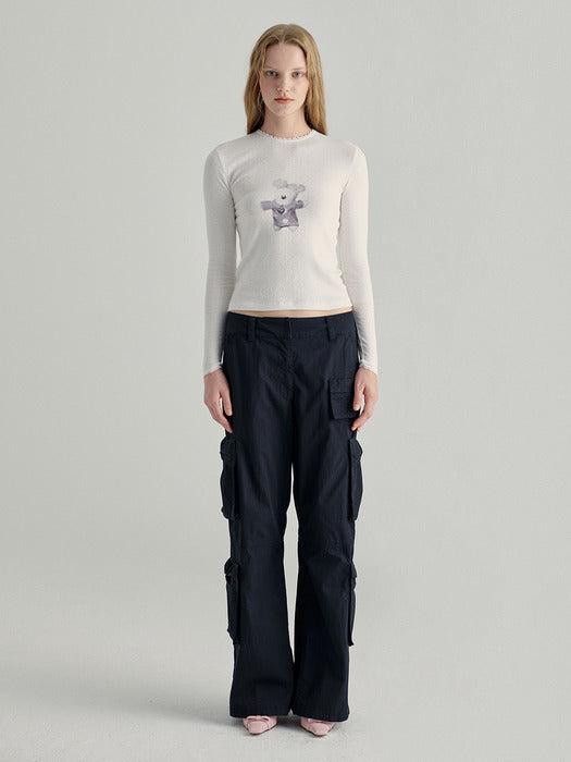 RIBBON CARGO PANTS_black