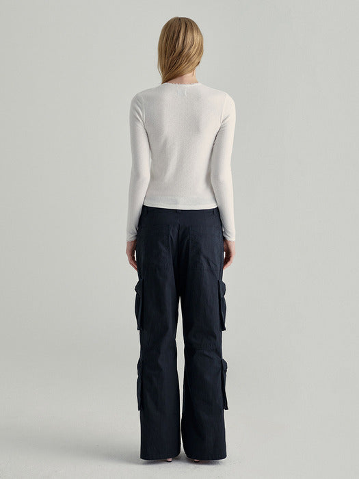 RIBBON CARGO PANTS_black